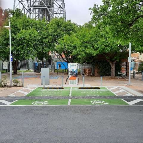 Public electric vehicle charge-points at Fraser St carpark.