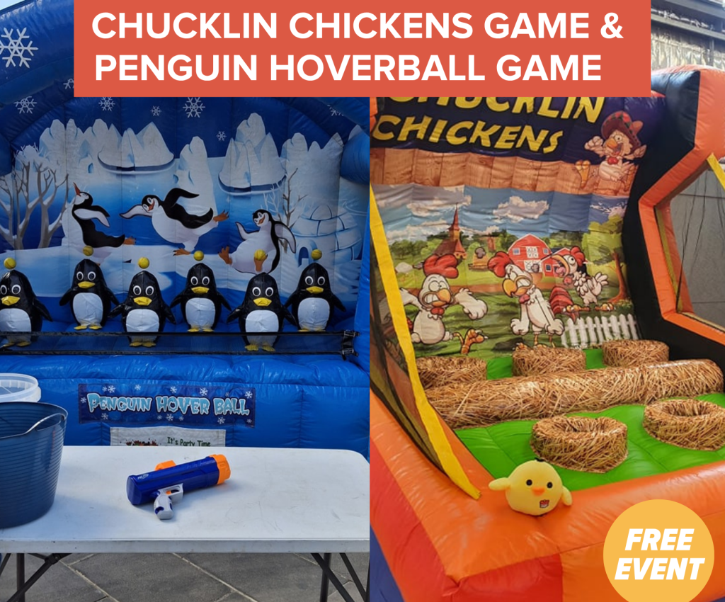 Cover image for event - Chucklin Chicken Game & Penguin Hoverball Game
