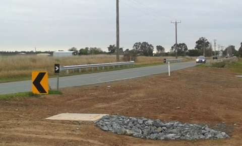 Channel Rd Shepparton photo 3 pipes and guardrail installed July 2015