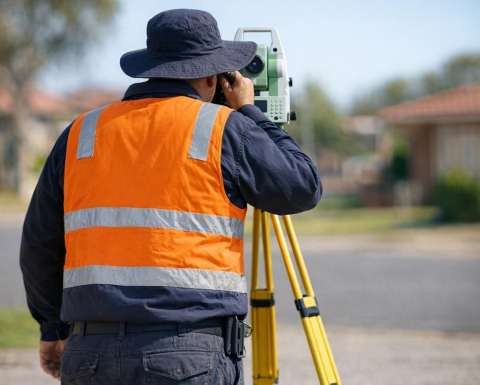 Man doing floor-level measurement